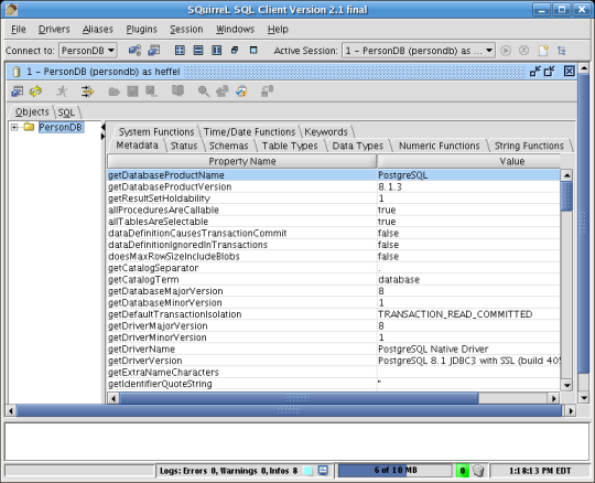 The exact way Squirrel SQL looks will depend on the RDBMS used. The screenshot shows how it looks for Postgresql.